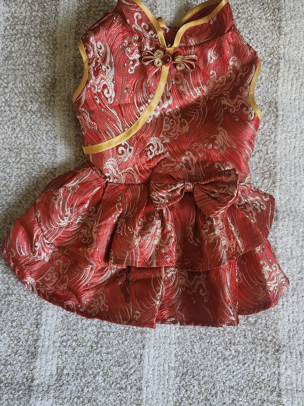 & Other Stories Red and Gold Festive Dog Dress